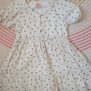 Cat & Jack White Dress with Black Heart Pattern